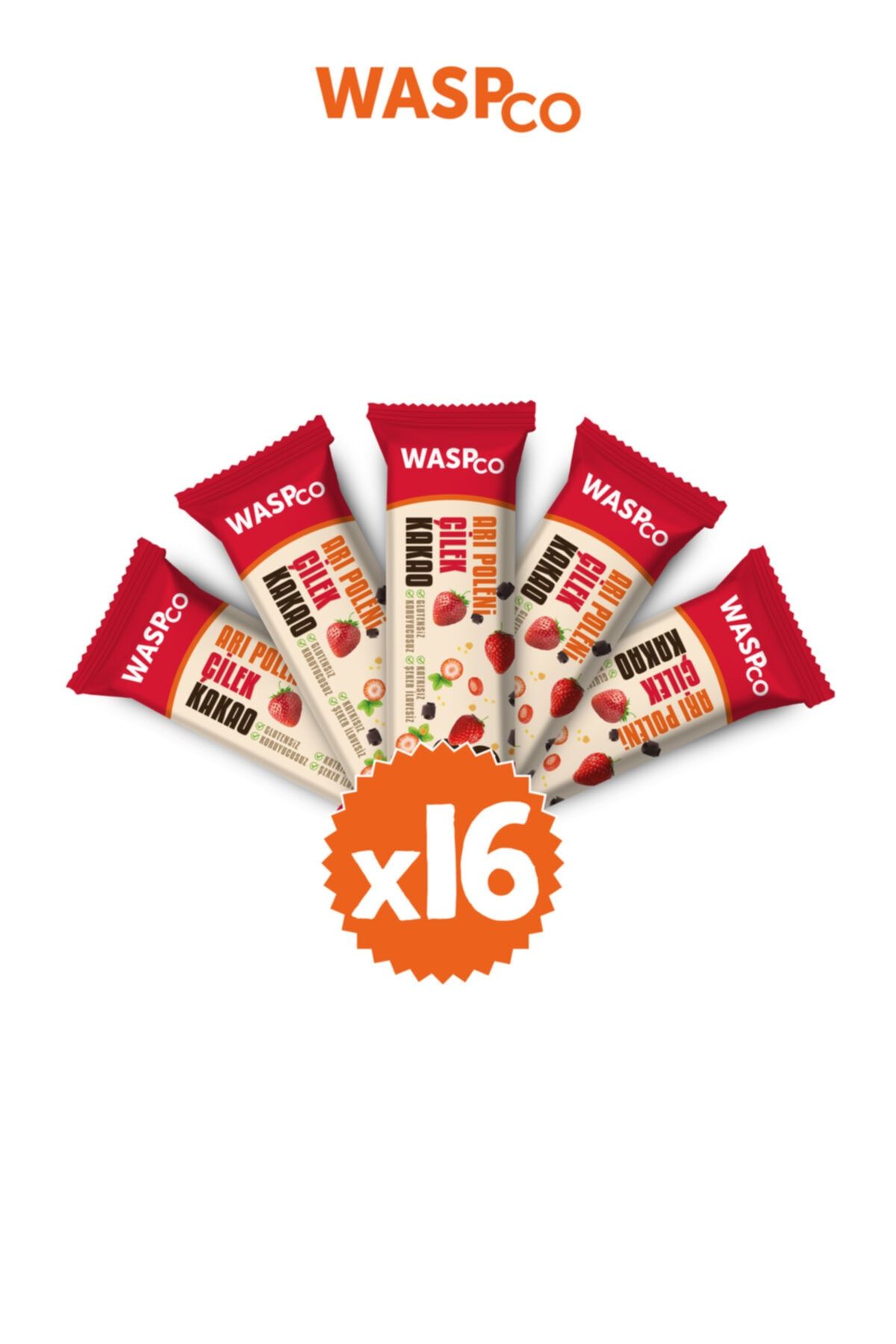 Wasp Co Arı Polenli Meyve Barı - Çilek Ve Kakaolu 35g X 16 Adet
