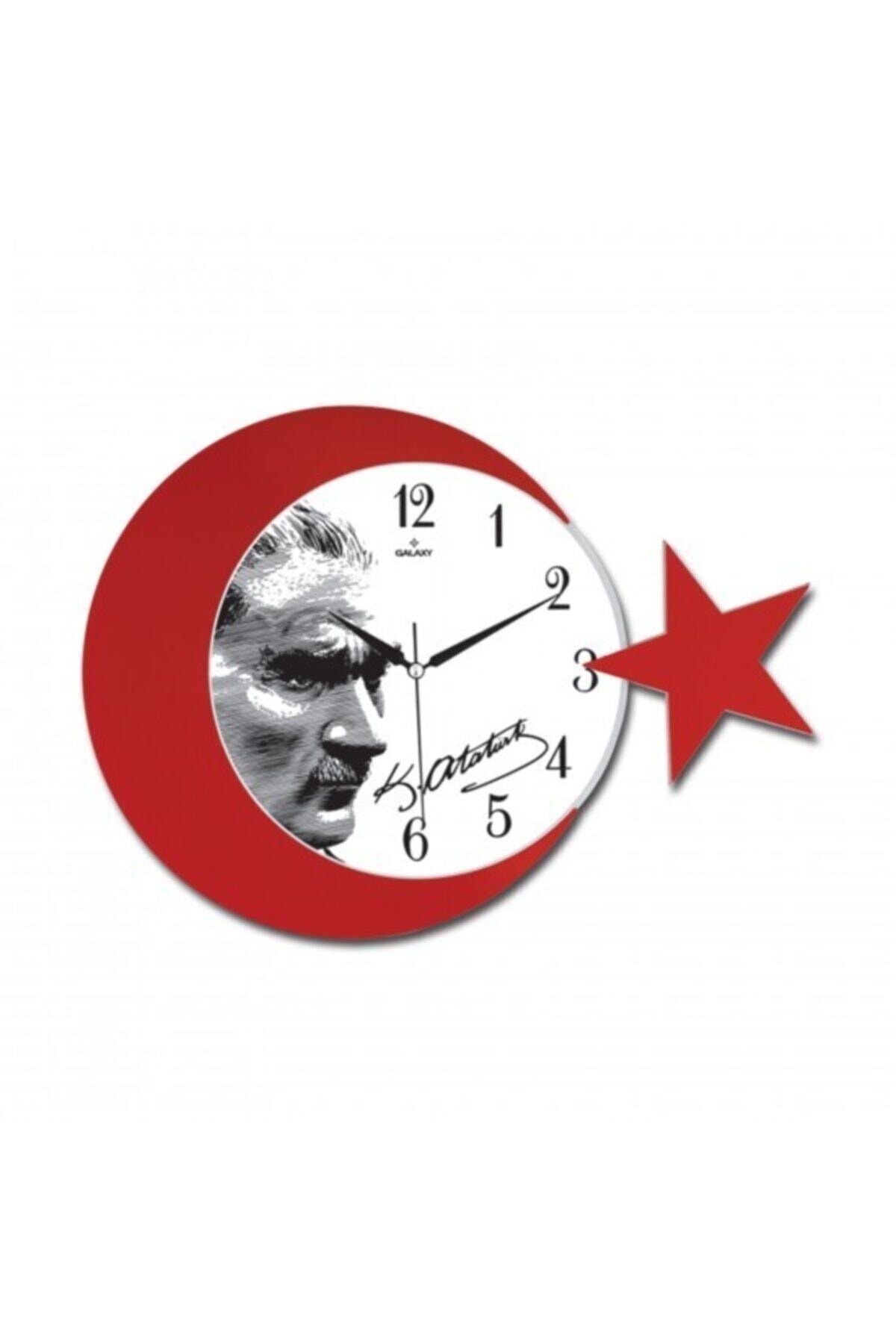Galaxy Ay- Yıldız Desenli Atatürk Duvar Saati