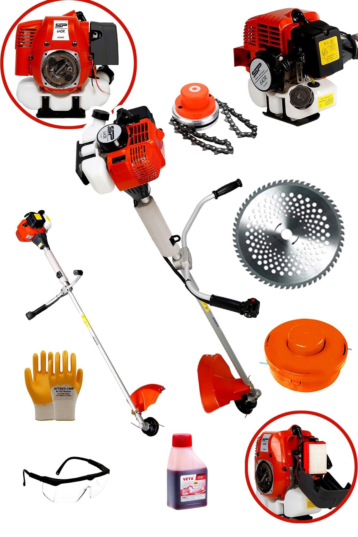 Spech Power Amerikan Gtr59 Magnezyum Karter 7.9 Hp Yan Tipi Ot Çalı Tırpanı Benzinli Çim Biçme Makinesi