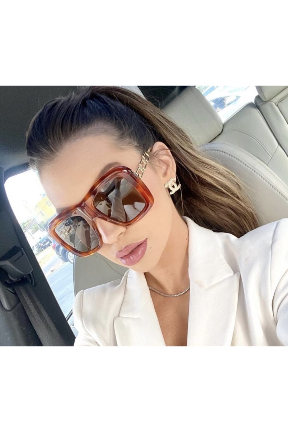 Gucci Kadın Kahverengi Kemik Çerçeveli Füme Cam Güneş Gözlüğü Uv400 Gc0499s00254