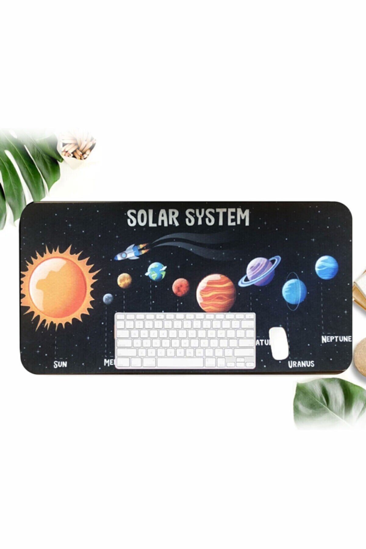 PopŞeker Felt Keçe Oyuncu Masaüstü Mouse Klavye Altlığı Tasarım Baskılı Antistatik Yıkanabilir Ped 90x45cm