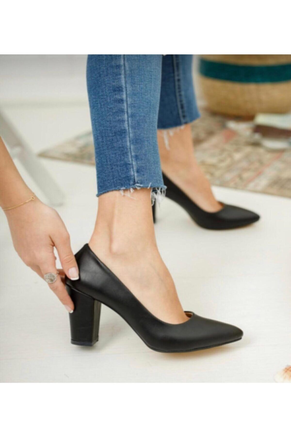 Siyah Butik Siyah Cilt Topuklu Stiletto