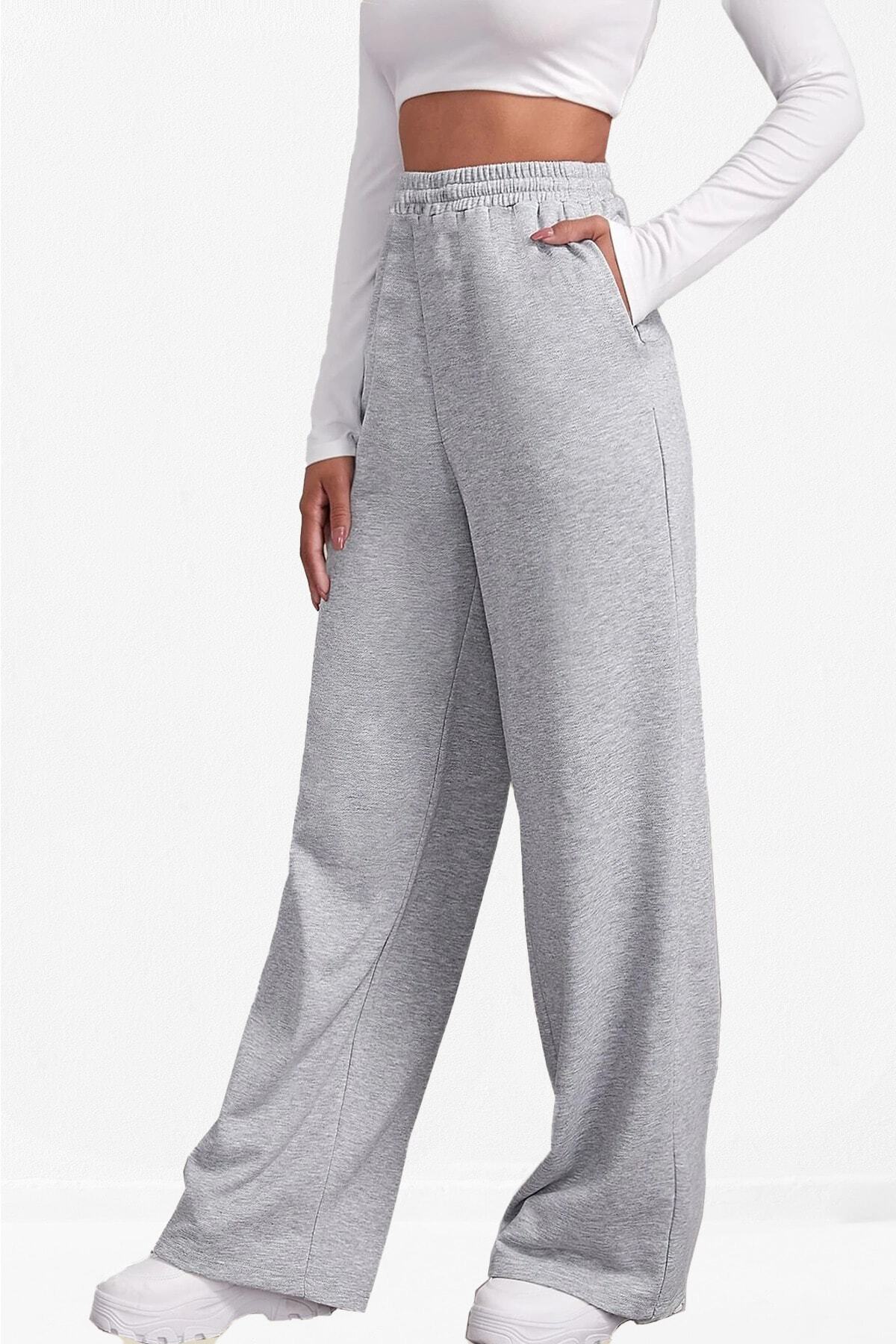 Soufeel Ispanyol Geniş Paça Jogger Pantalon Tarz Gri Kadın Eşofman Altı