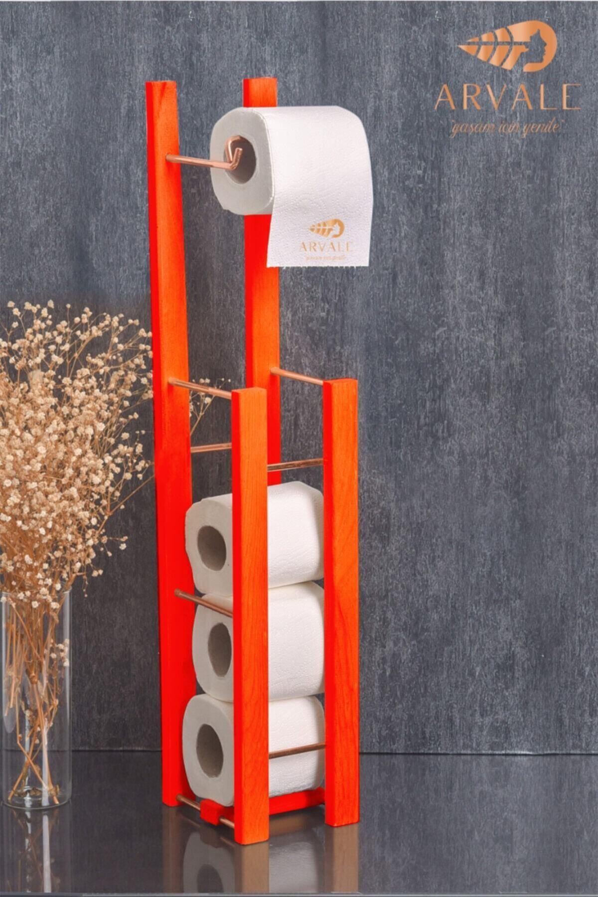 ARVALE Rose Metal Ve Ahşap Tuvalet Kağıtlığı Banyo Wc Kağıtlık