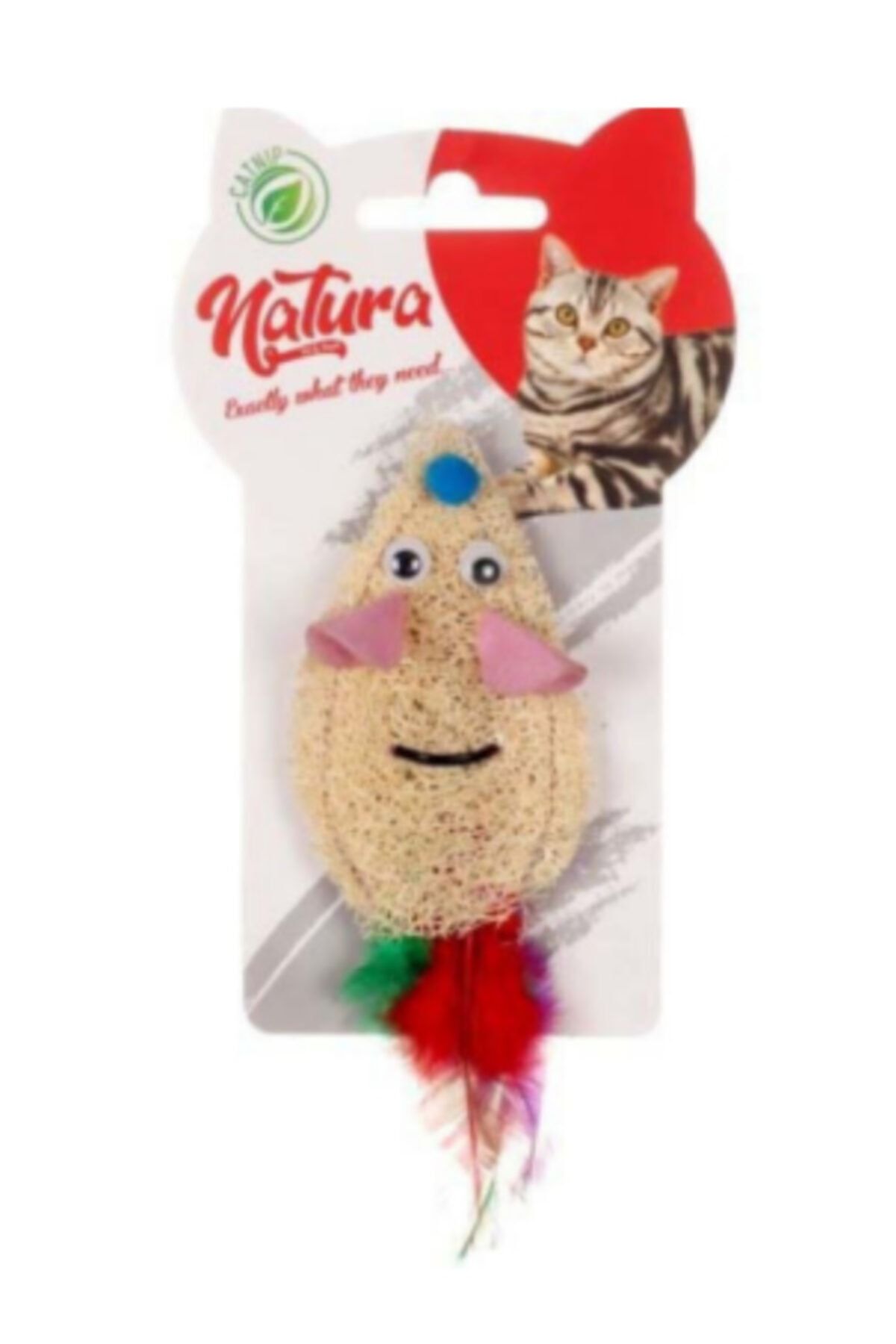 natura Ptc-051 Doğal Tüylü Sünger Fare Kedi Oyuncağı 15 Cm