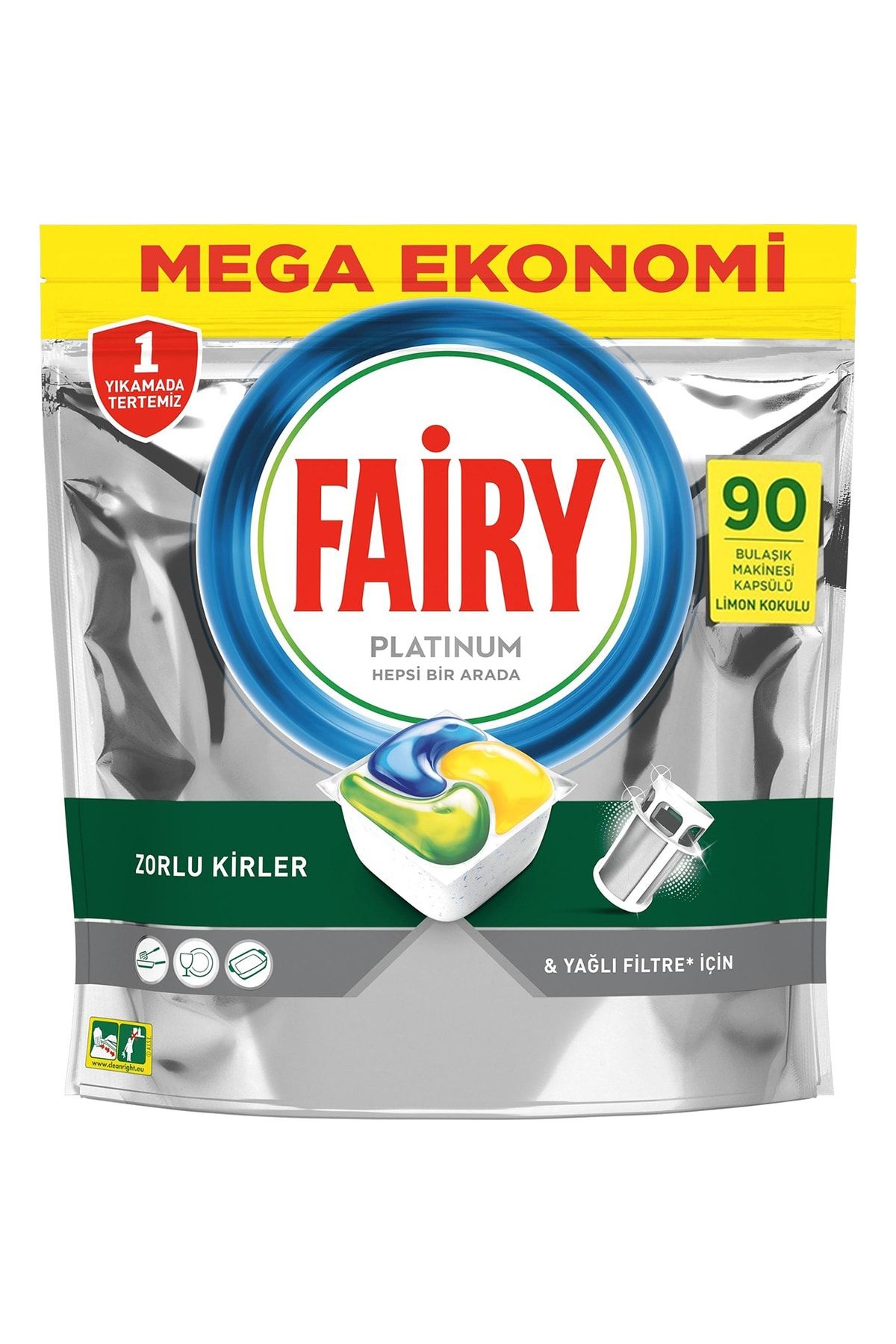 Fairy Platinum 90 Yıkama Bulaşık Makinesi Deterjanı Kapsülü Limon Kokulu