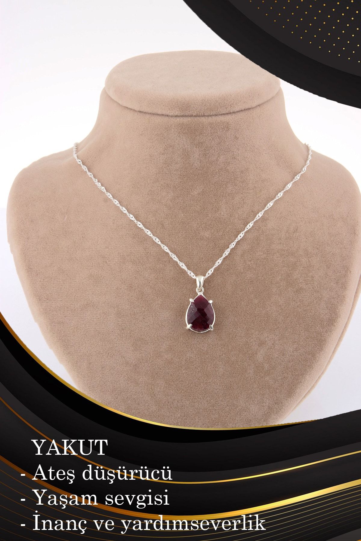 OSMANLI DOĞAL TAŞ Doğal Taş Kolye - Yakut Taşı