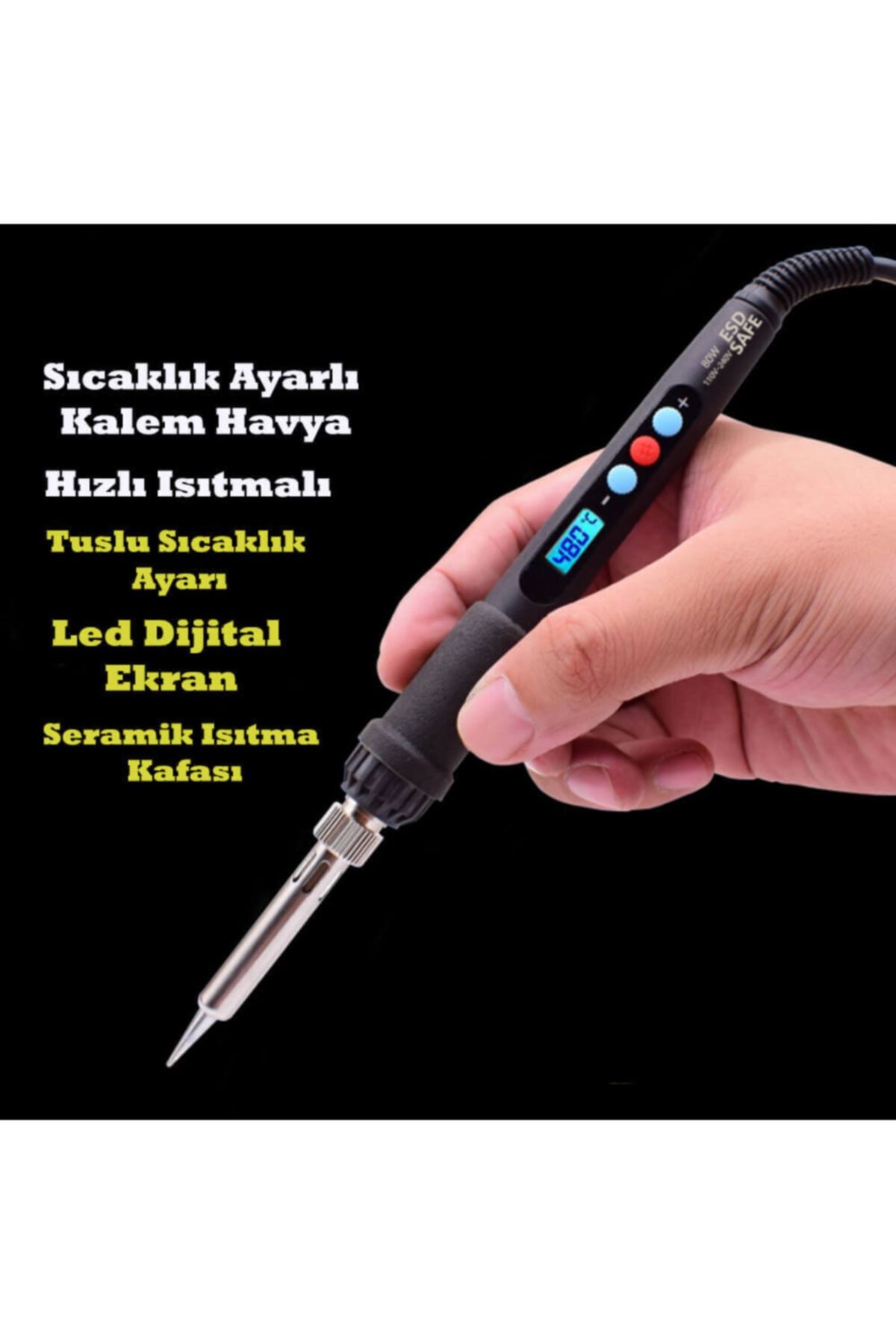 WOZLO 220v 60w Lcd Ekranlı Ayarlanabilir Kalem Havya