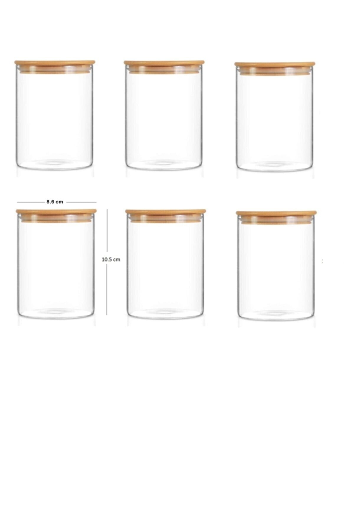Karçiçeği Home 6'lı Bambu Kapaklı 400ml Cam Baharatlık & Saklama Kabı Takımı