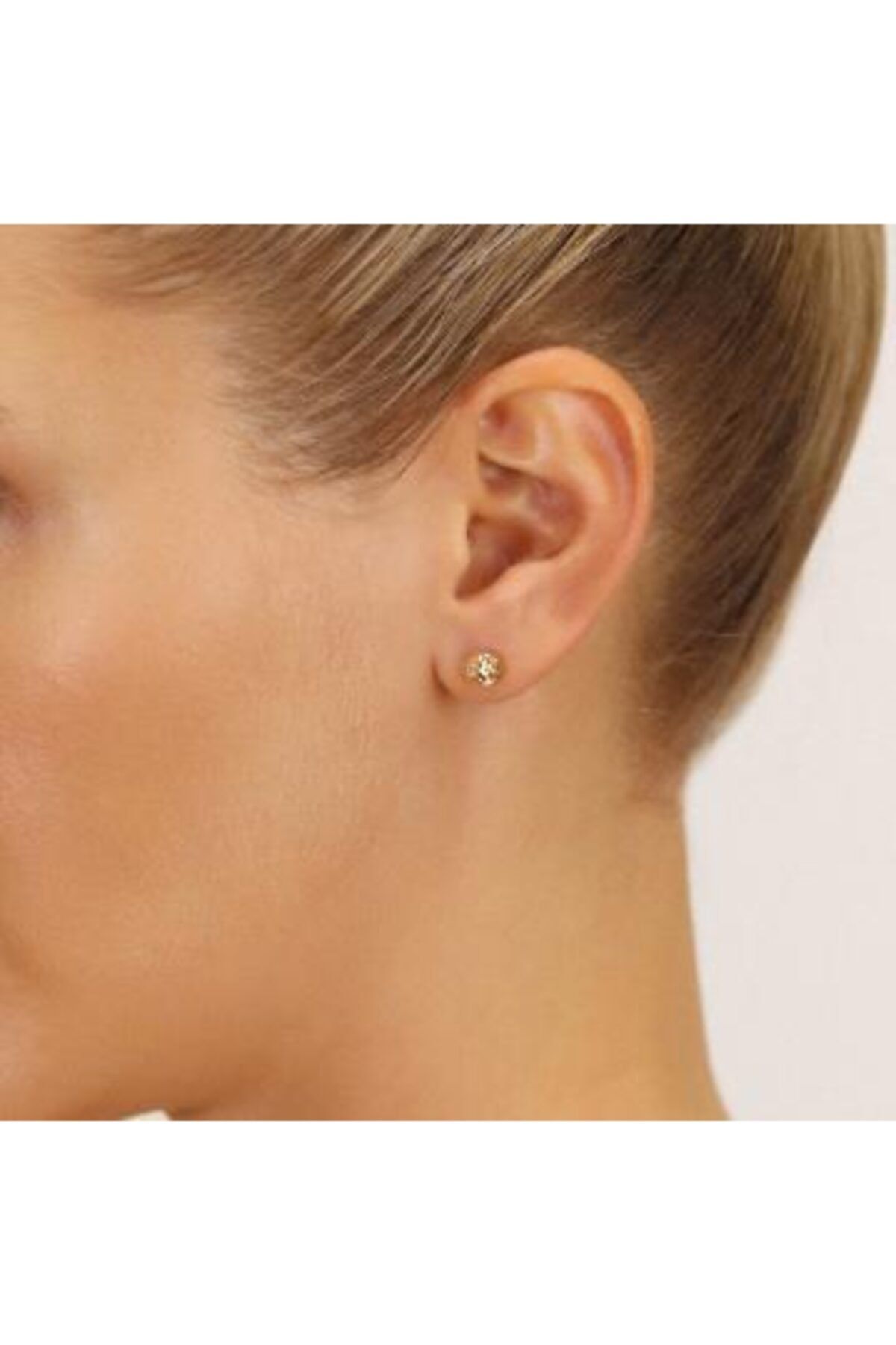 UKBA GOLD 8 Ayar Altın Kalemli Top Küpe ( 5 Mm )