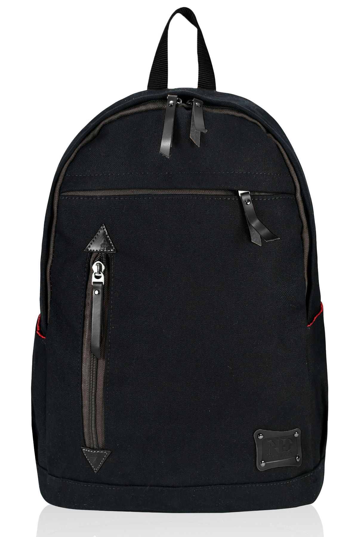 Sivilen Unisex Erkek Kadın Kanvas Kumaş Laptop Bölmeli Günlük Okul Orta Boy Sırt Çantası Siyah
