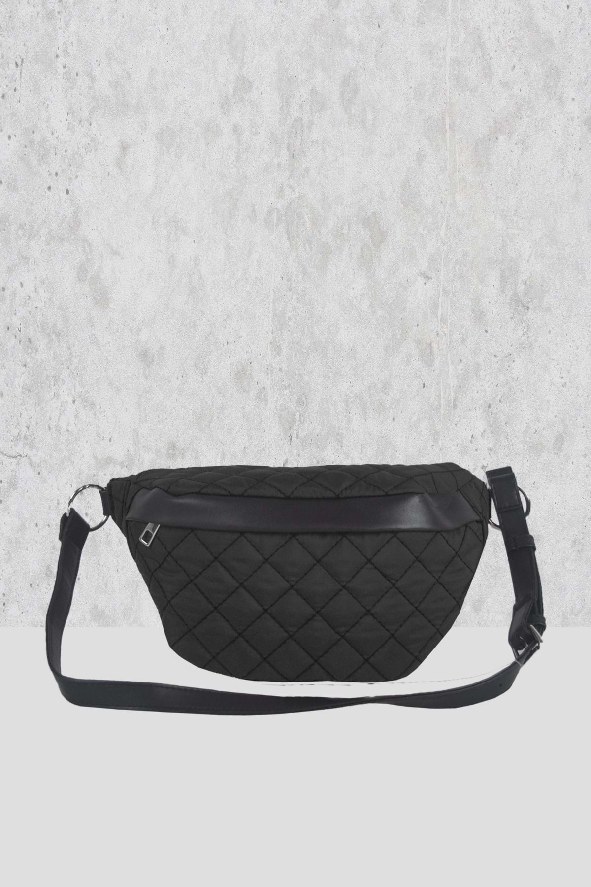 Bagorama Kadın Kapitone Kumaş Çapraz ve Bel Çantası Siyah