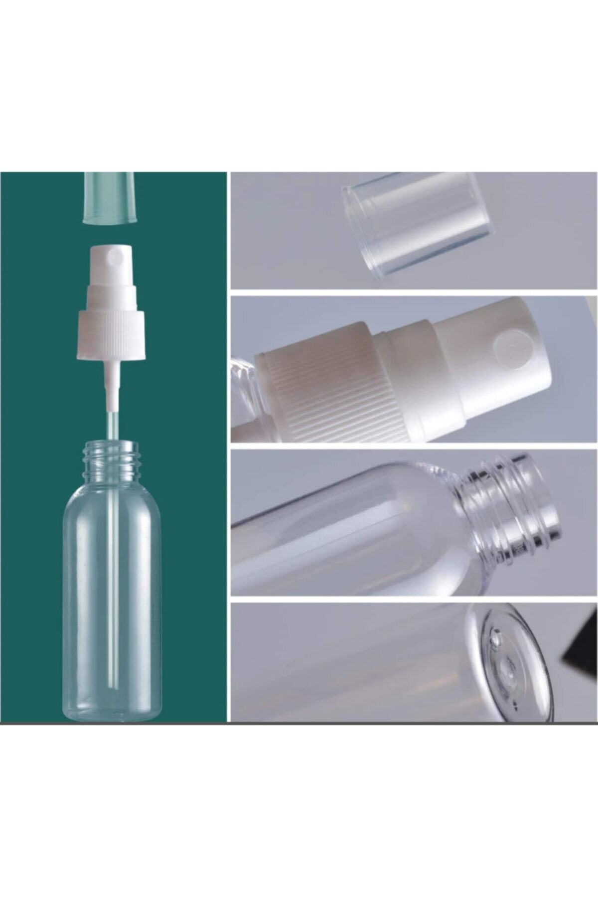 tedmar 100 Adet 30 Ml Sprey Başlıklı Kolonya, Dezenfektan, Likit Şişesi 100x30 Ml