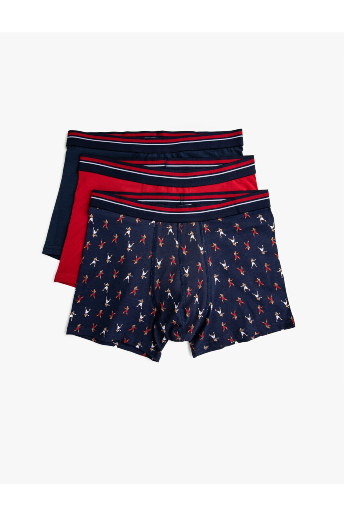 Koton Erkek Bordo Desenli Desenli Pamuklu Basic Boxer Seti 3'Lü