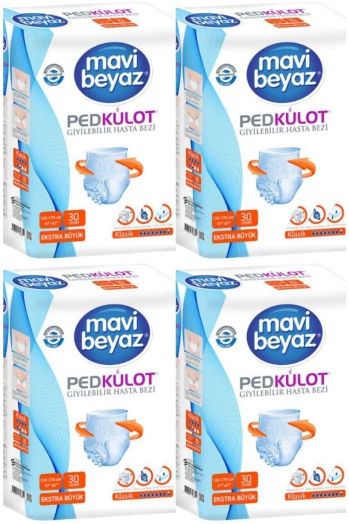 Mavi beyaz Ped Emici Külot Xlarge Hasta Bezi 30'lu Paket - 120 Adet