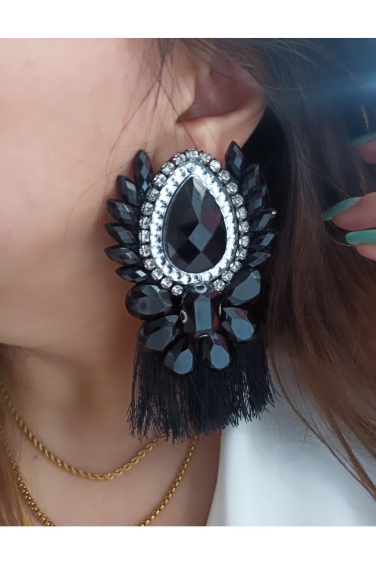HATCOS ACCESSORİES Abiye Tüylü Küpe