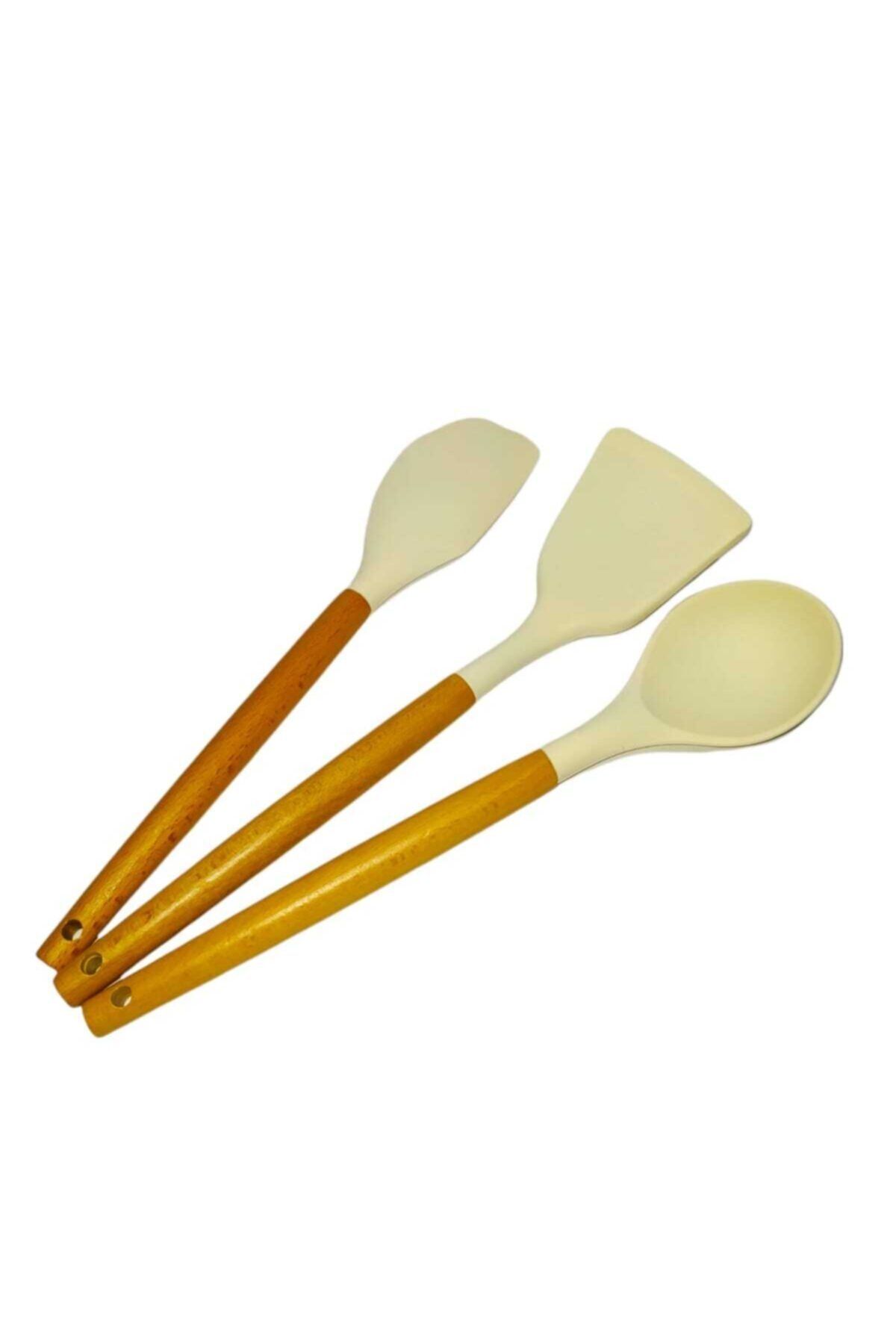 naturalife Ahşap Saplı Lüks Silikon Spatula Seti 3 ' Lü