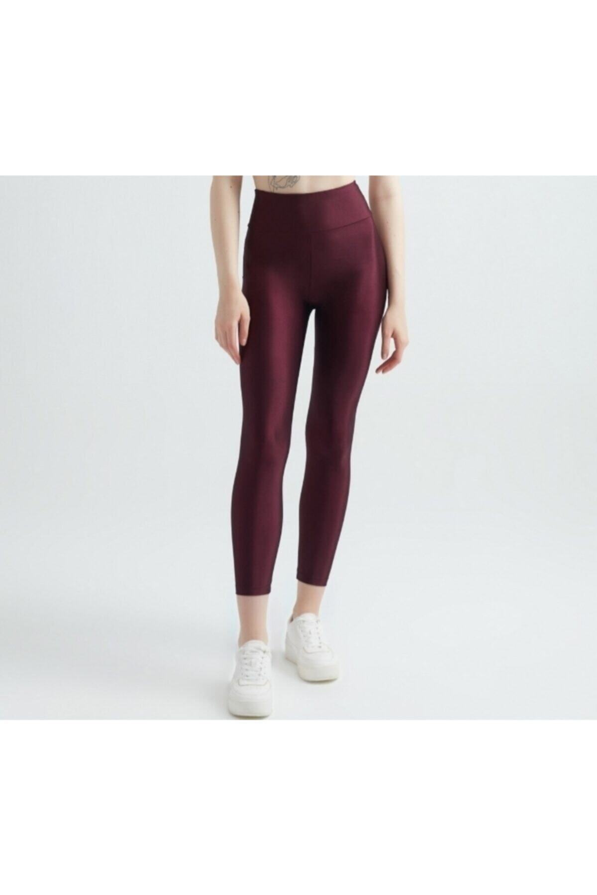 VİP STYLE Kadın Bordo Parlak Disco Tayt