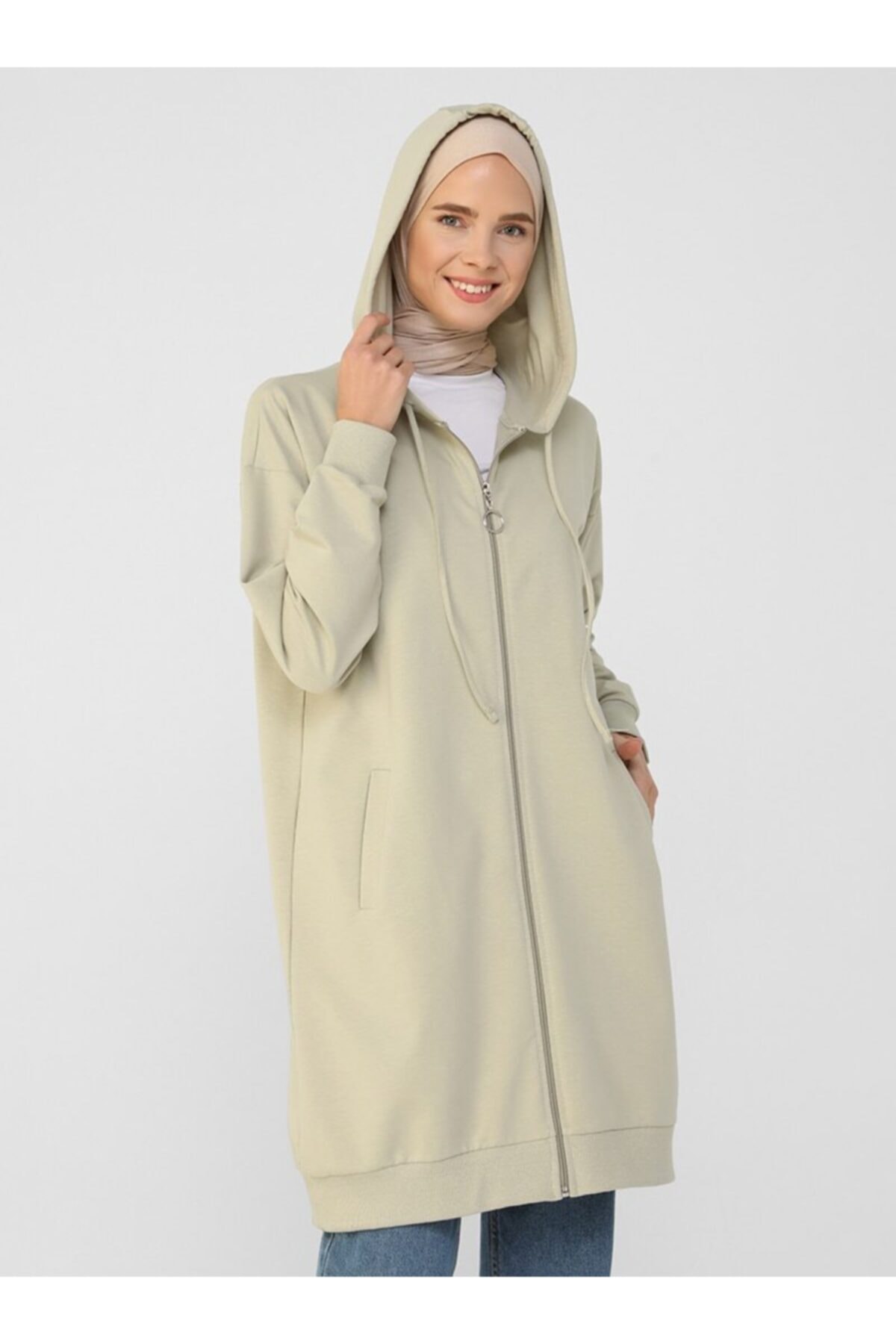 Refka Fermuarlı Spor Kap  Soft Yeşil  Basic