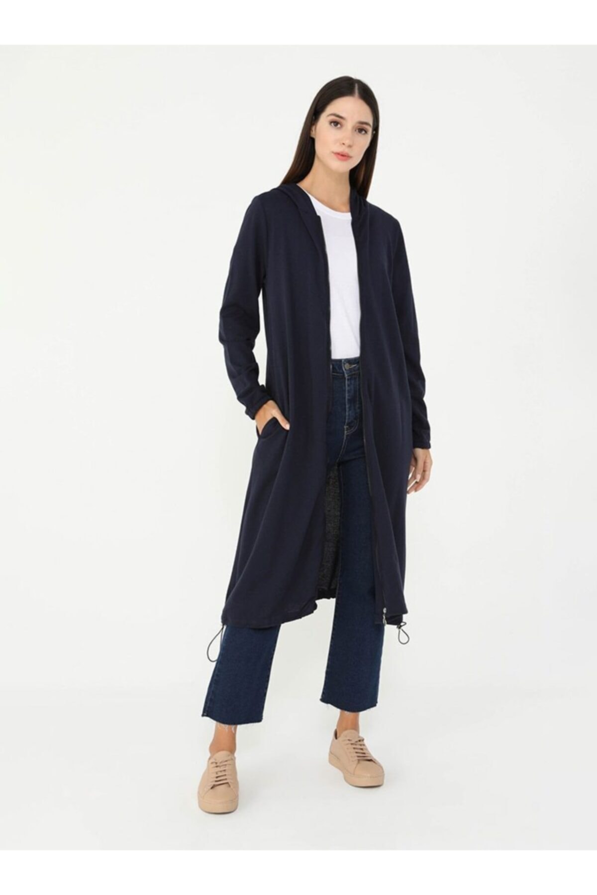 Tavin Kapüşonlu Fermuarlı Spor Kap Lacivert