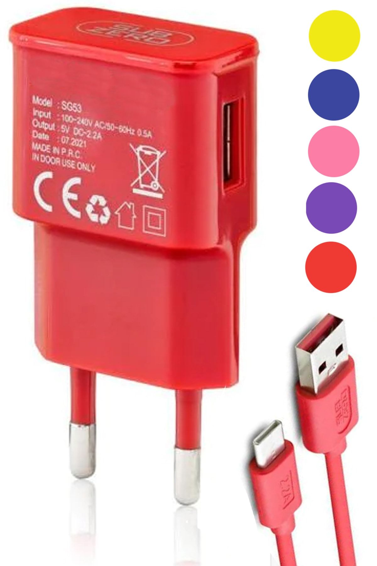 Samsung Galaxy A3 A5 A7 J1 J2 J3 J5 J7 Prime 2016 Şarj Aleti Micro Usb Şarj 2.2a -- Sbzr-kırmızı