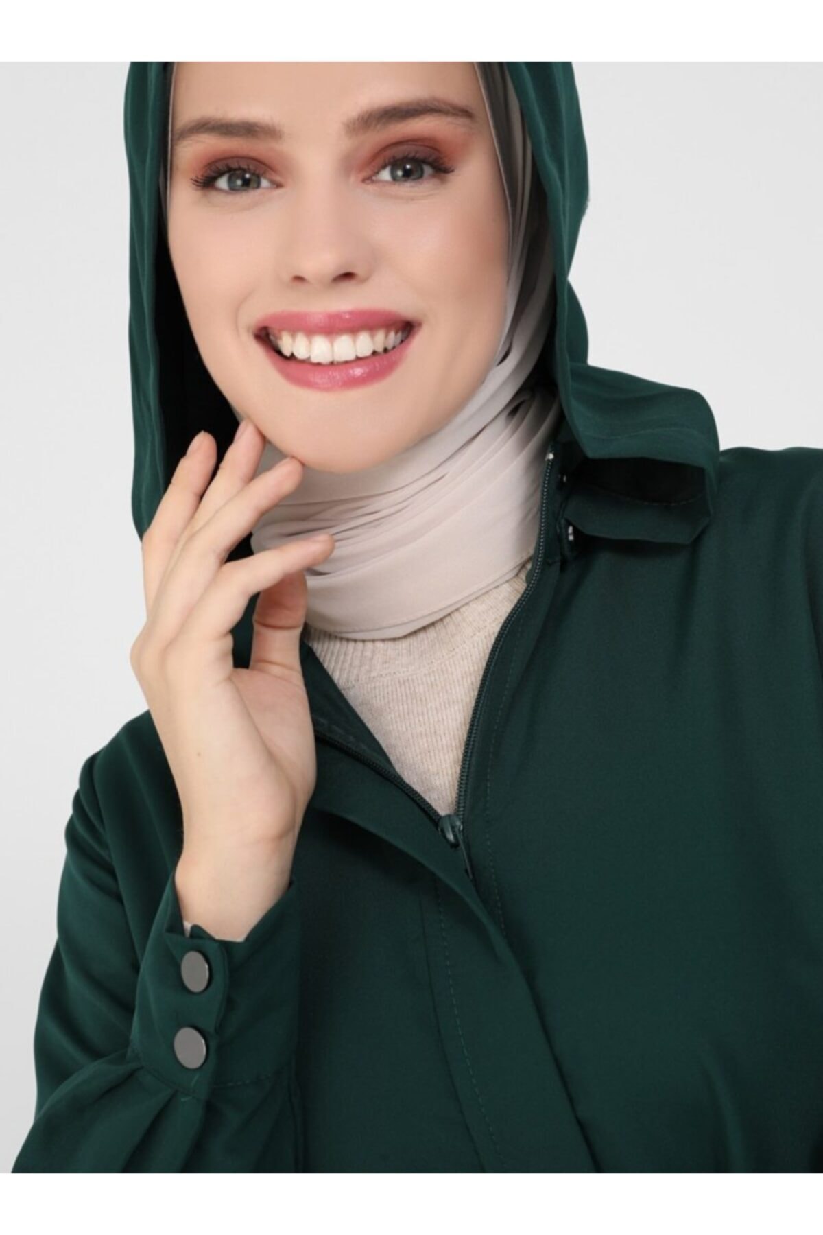 Refka Çıkarılabilir Kapüşonlu Trençkot Zümrüt Casual