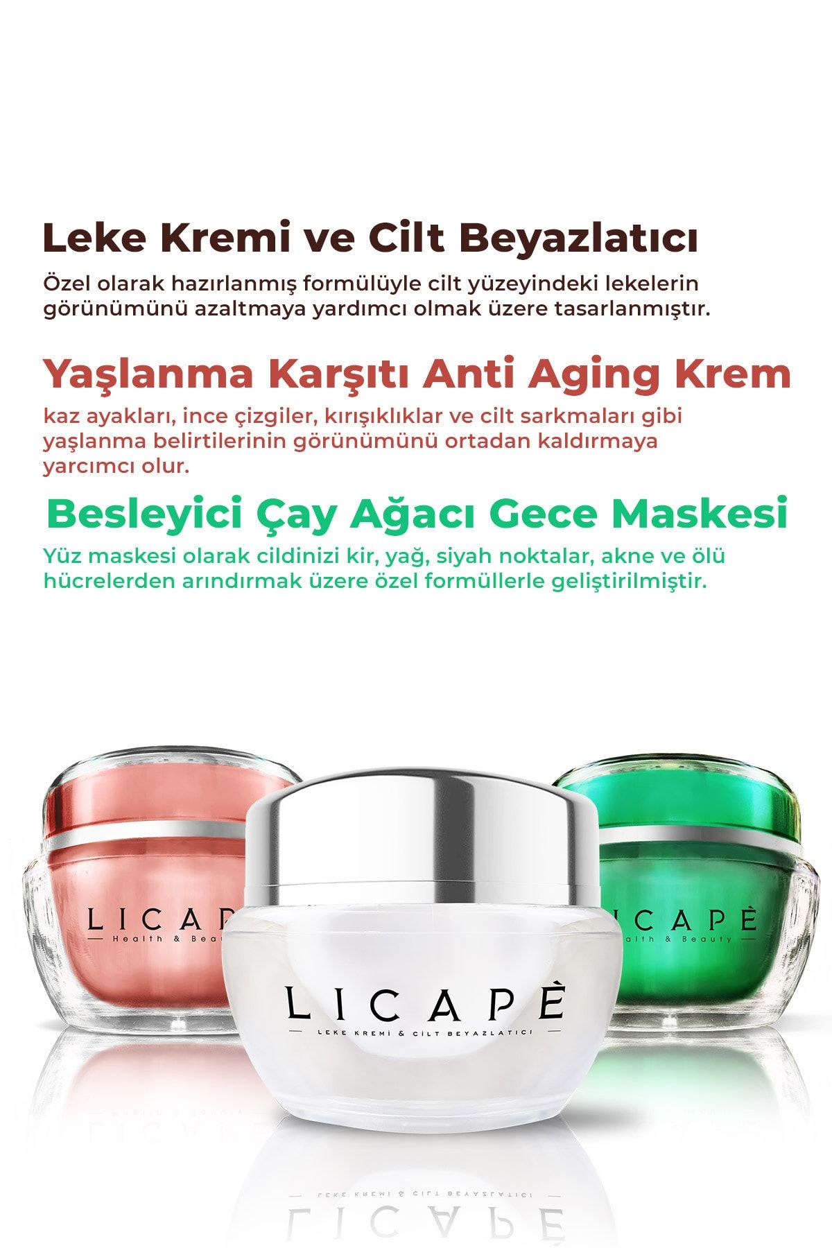 Licape Leke Kremi Ve Cilt Beyazlatıcı Çay Ağacı Gece Maskesi Anti-aging Krem C Vitaminli Krem