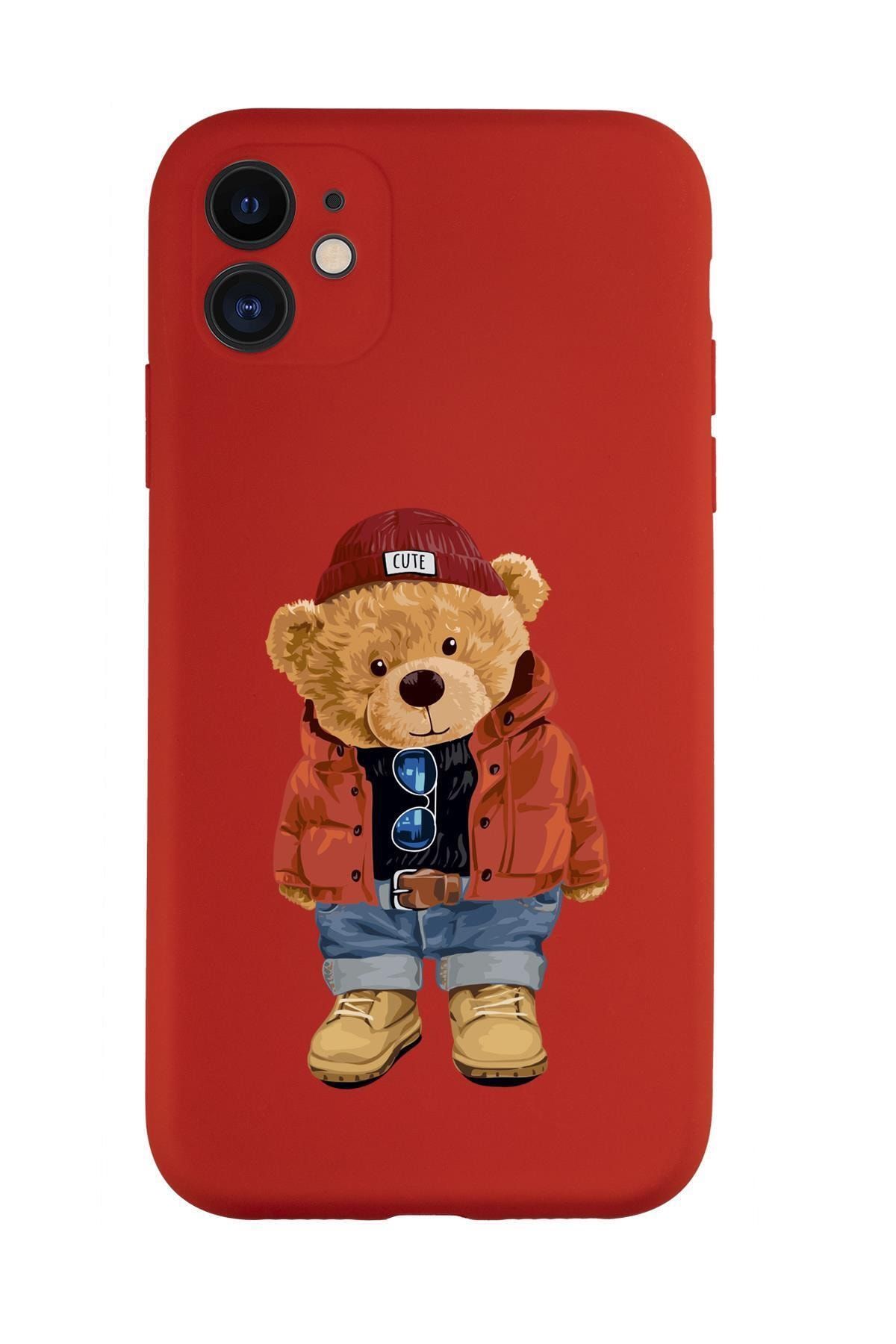 mooodcase Iphone 11 Uyumlu Teddy Bear Desenli Kamera Korumalı Lansman Kılıf Premium Silikonlu