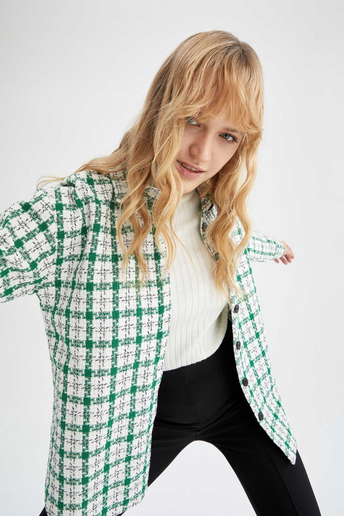DeFacto Oversize Fit Retro Ekose Desenli Uzun Kollu Gömlek