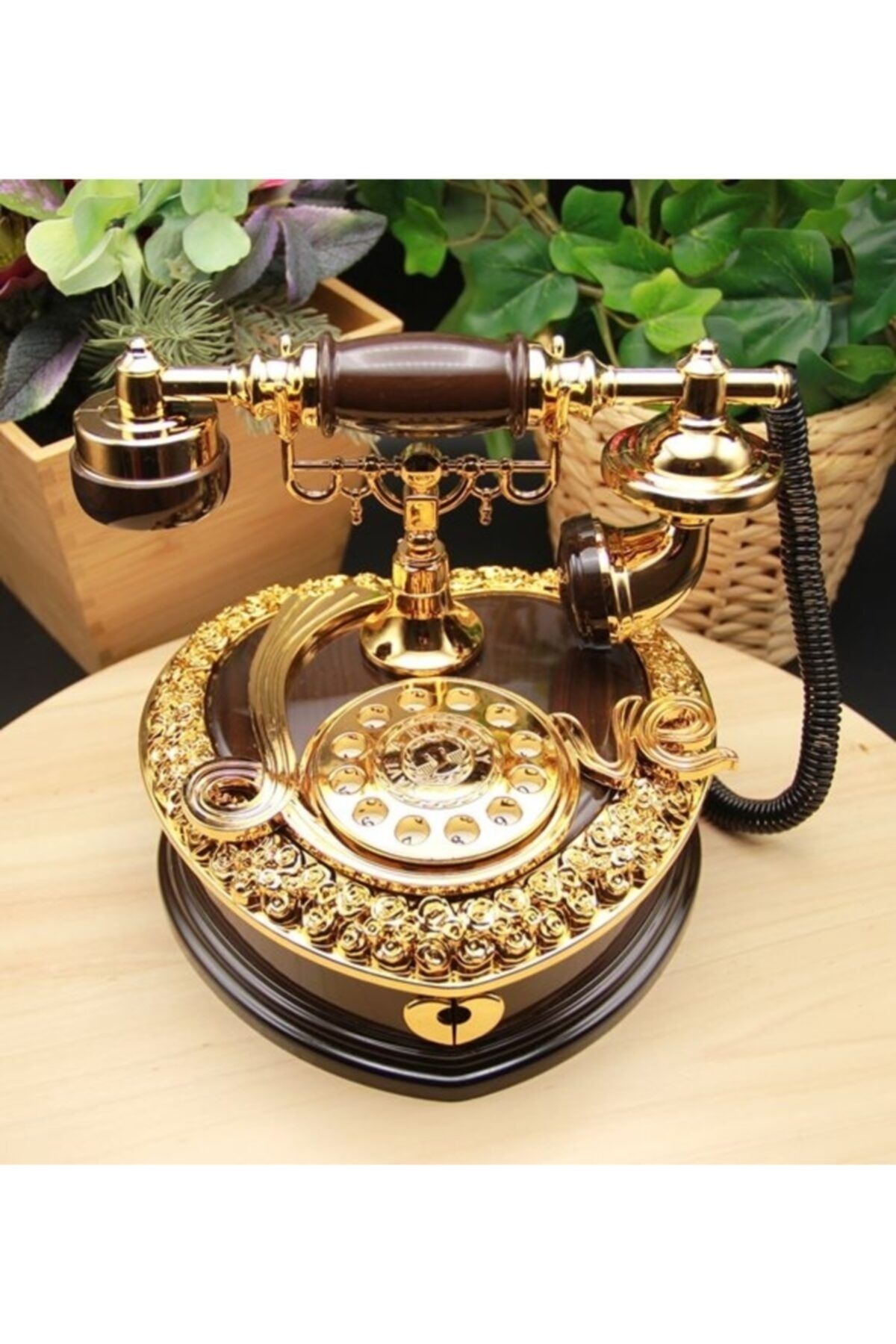 Acenter Nostaljik Polyester Telefon Müzik Ve Takı Mücevher Kutusu (kahverengi)