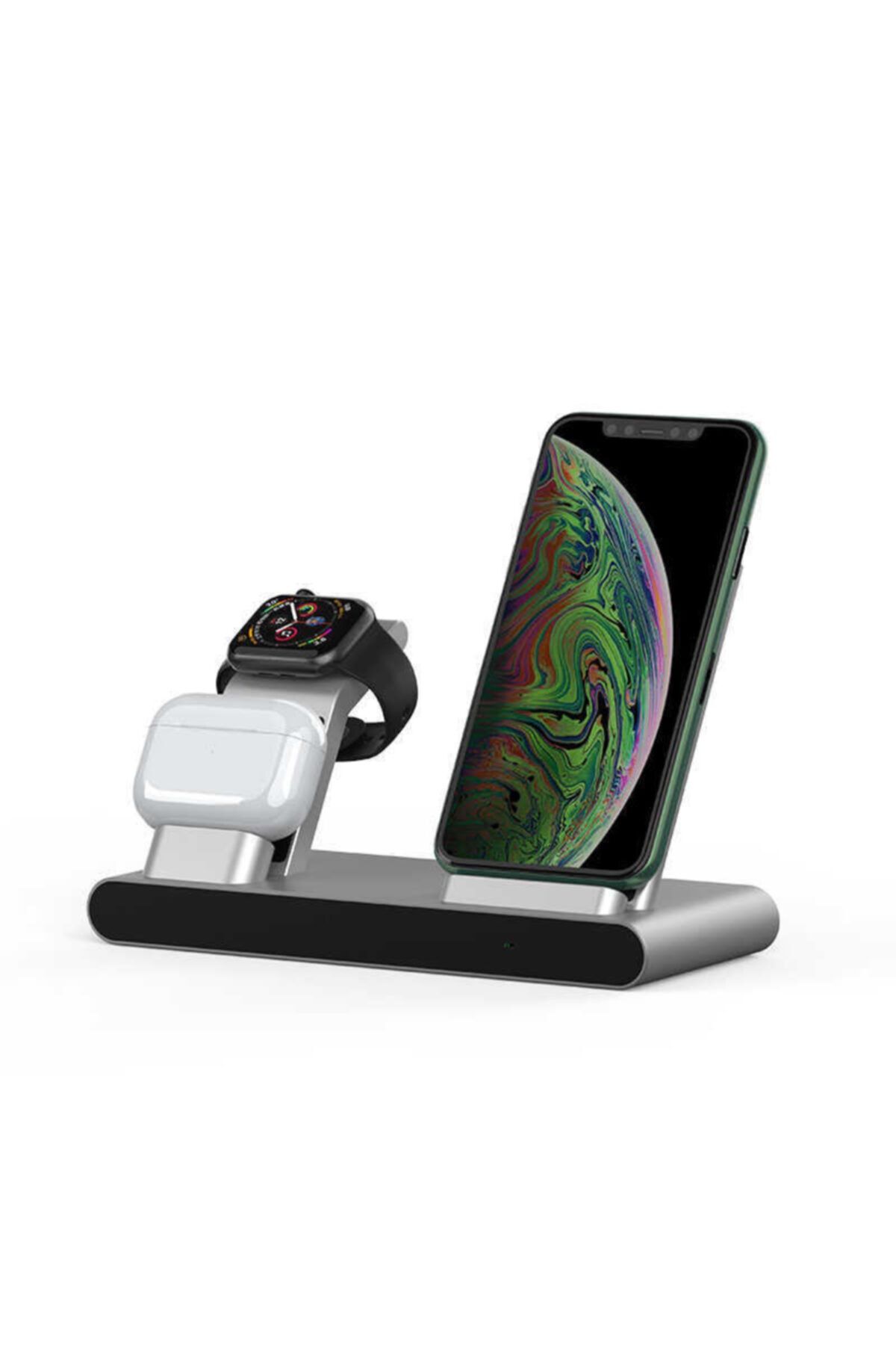 WIWU Iphone 11 Pro Max Uyumlu Airpods Watch 3'lü Evrensel Kablosuz Sarj Cihazı Standı