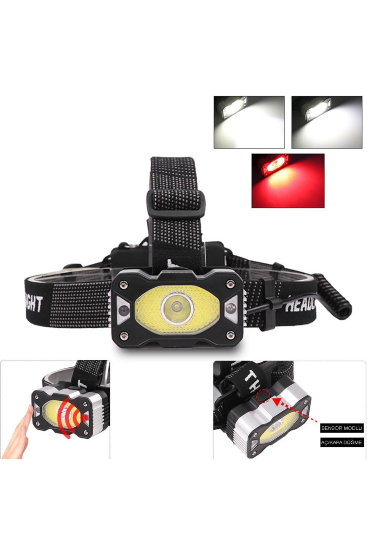 fpstarstore 4 Modlu Sensörlü Şarjlı Güçlü Kafa Lambası Watton Wt-248