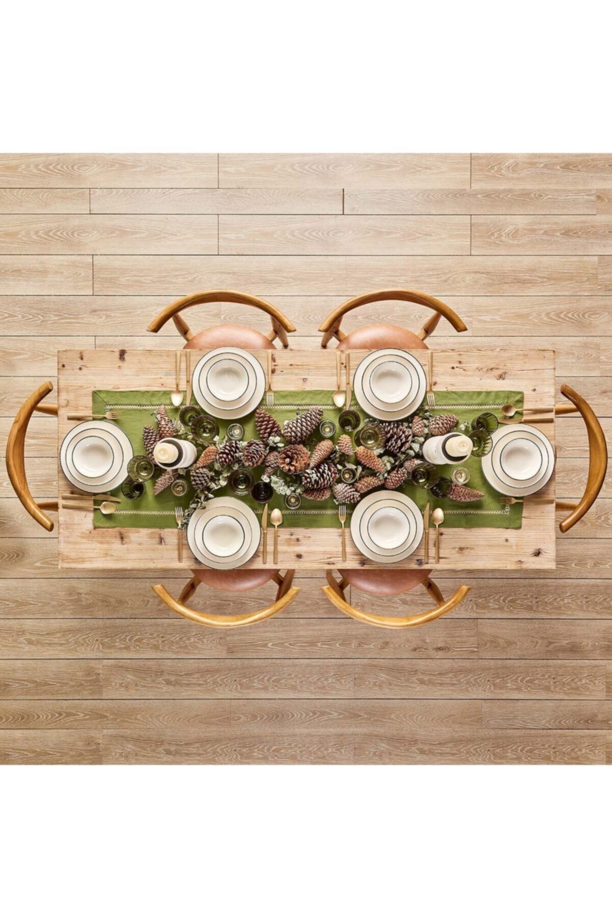Bella Maison Allure Seramik 24 Parça 6 Kişilik Yemek Takımı Beyaz-yeşil