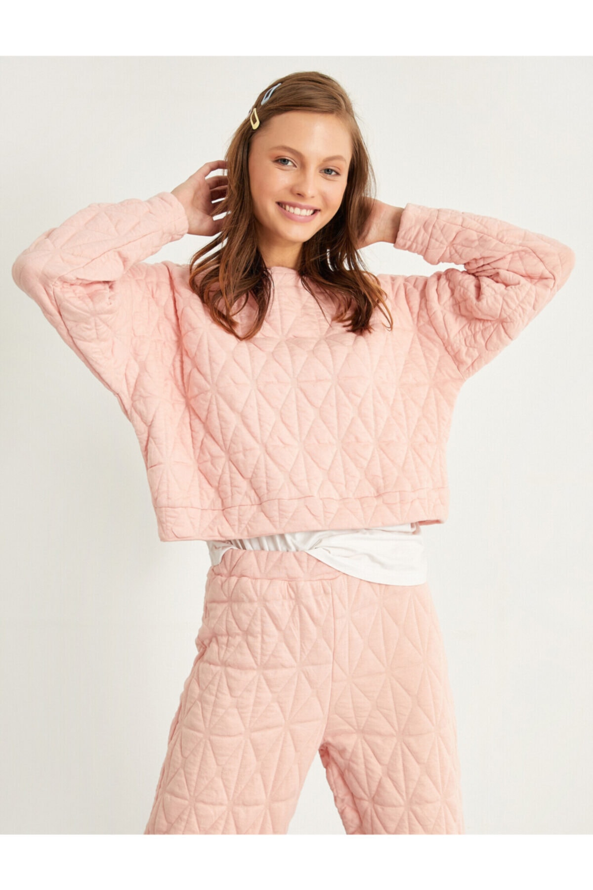 Koton Bisiklet Yaka Kapitone Pijama Üstü