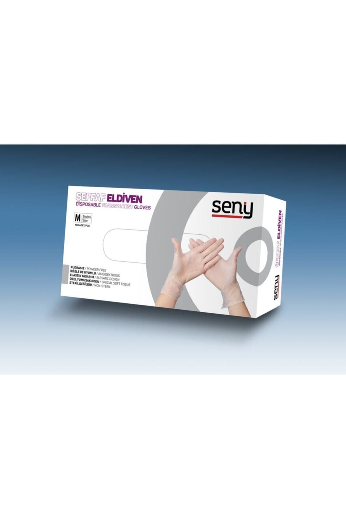 SENY Pudrasız Tek Kullanımlık Elastik Eldiven Şeffaf M Beden 10 Kutu (10 X 100)