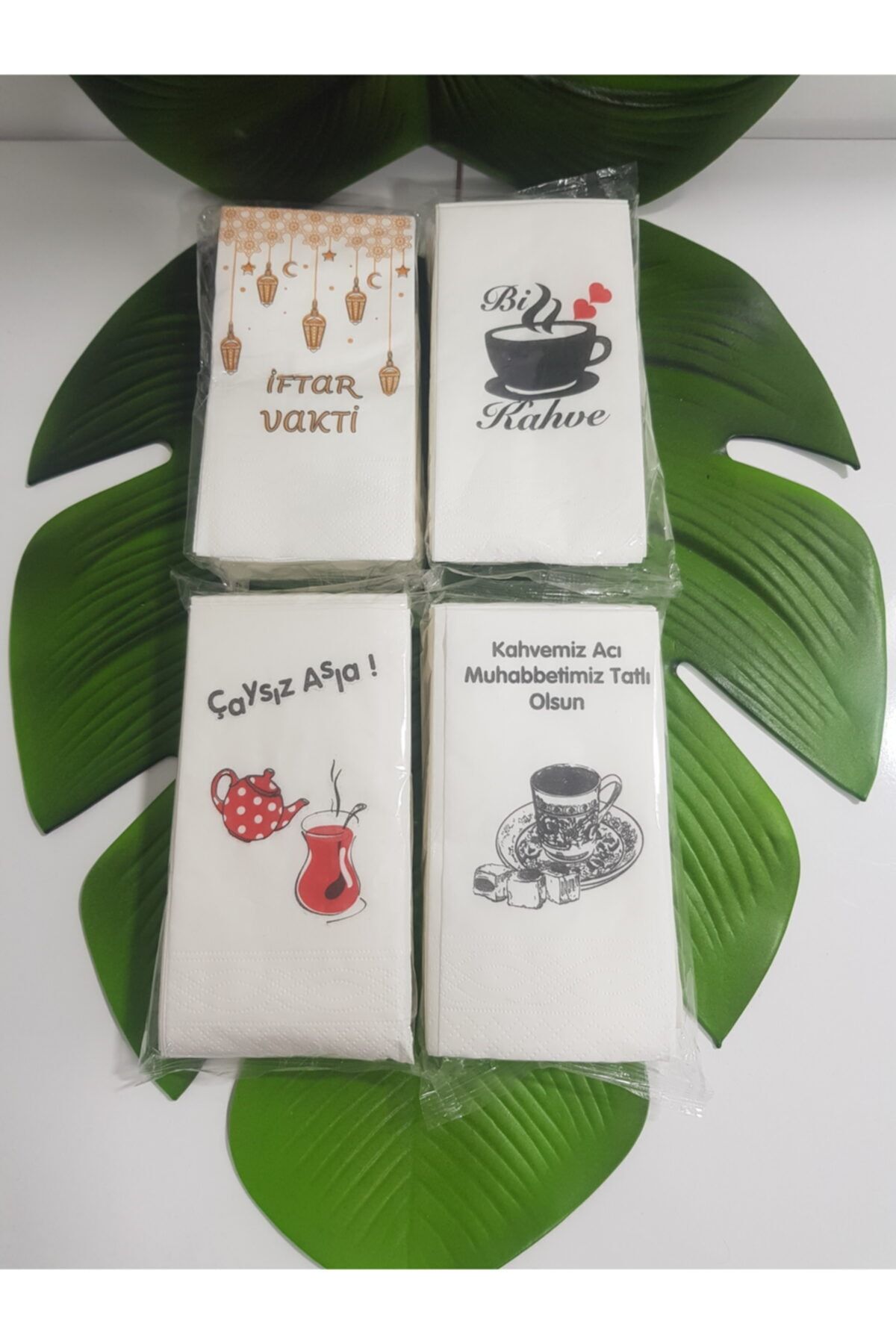 MorzaHome X 4 Paket Konuşan Peçete 20 Adet X 4 Paket (iftar -çaysız Asla-bi Kahve-acı Kahve Temalı)