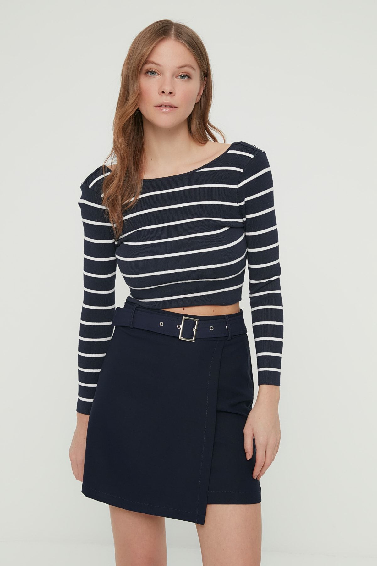 TRENDYOLMİLLA Lacivert Kemerli Etek TWOAW22ET0399