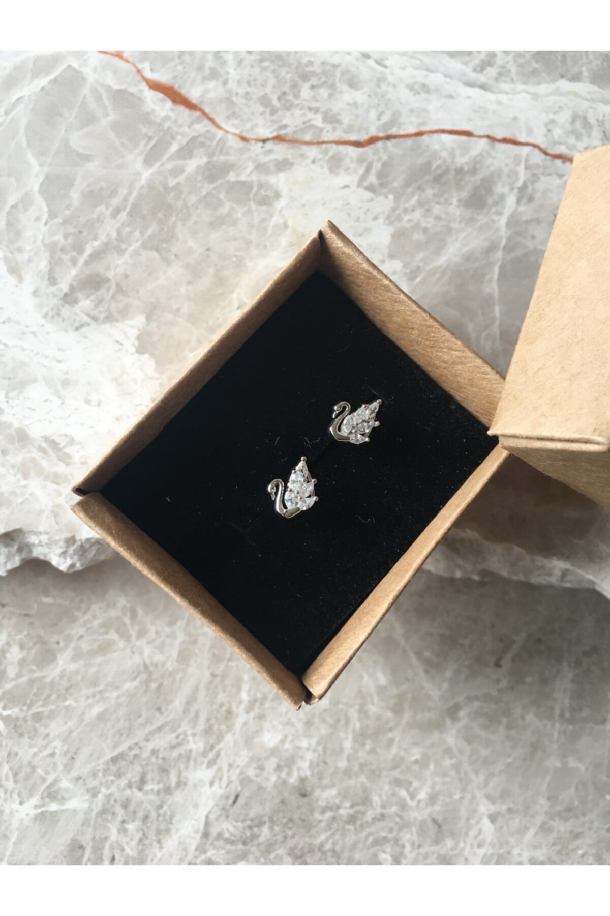 meralisbutik Swarovski Zirkon Taşlı Kuğu Model Tragus Pıercıng Küpe