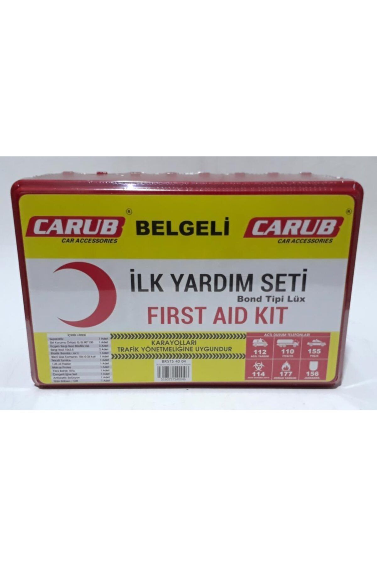 Carub 16,5x25,5x8 Karayolları Trafik Yönetmeliğine Uygun Ilk Yardım Seti Full+full Ilk Yardım Seti