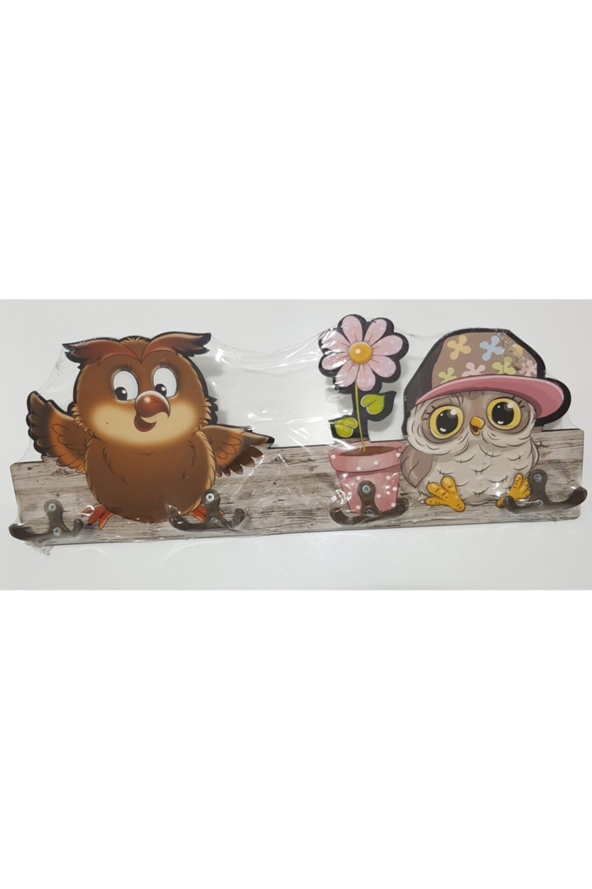 MorzaYolu Ahşap 4lu Sevimli Mutfak Askılıkları 14 cm x 38 cm Kendinden Yapıskanlı Çiçek Kuşlar