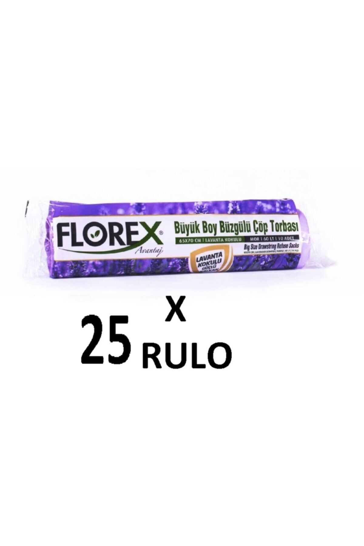 coverest Florex Lavanta Kokulu Büzgülü Büyük Boy ( 65x70 Cm ) Çöp Poşeti Mor 25 Rulo 10*25=250 Adet