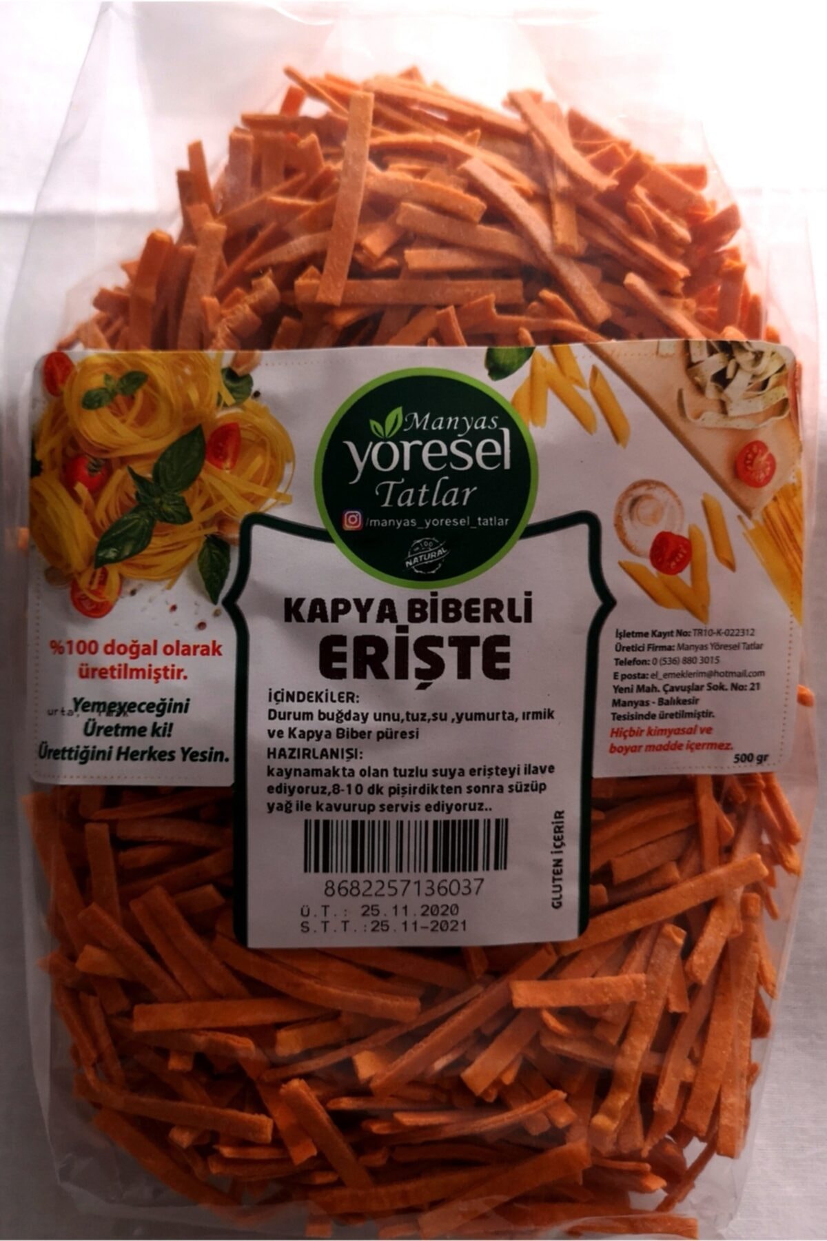 Manyas Yöresel Tatlar Manyas Yöresel Kapya Biberli Erişte 500 Gr