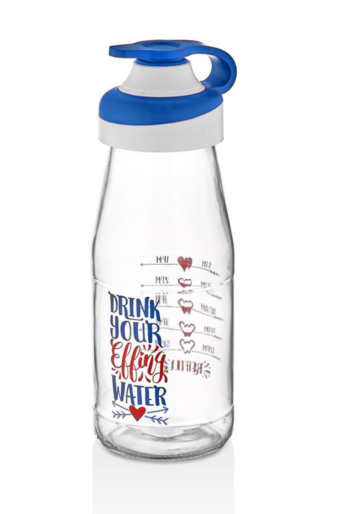 Hane Tekli Mavi Wamo Desenli Cam Matara&su Şişesi 446cc