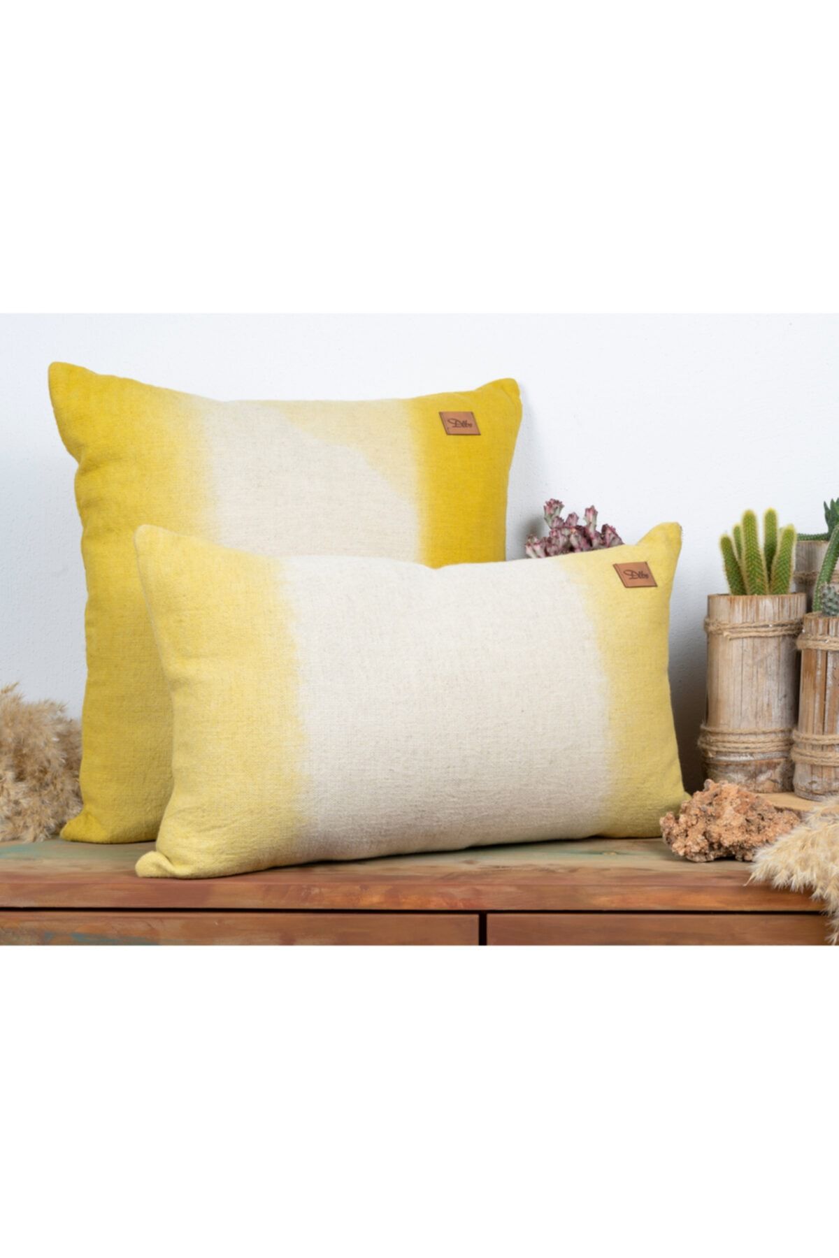 DLBS Handmade Batık 45x45 Yastık Kılıfı Yellow
