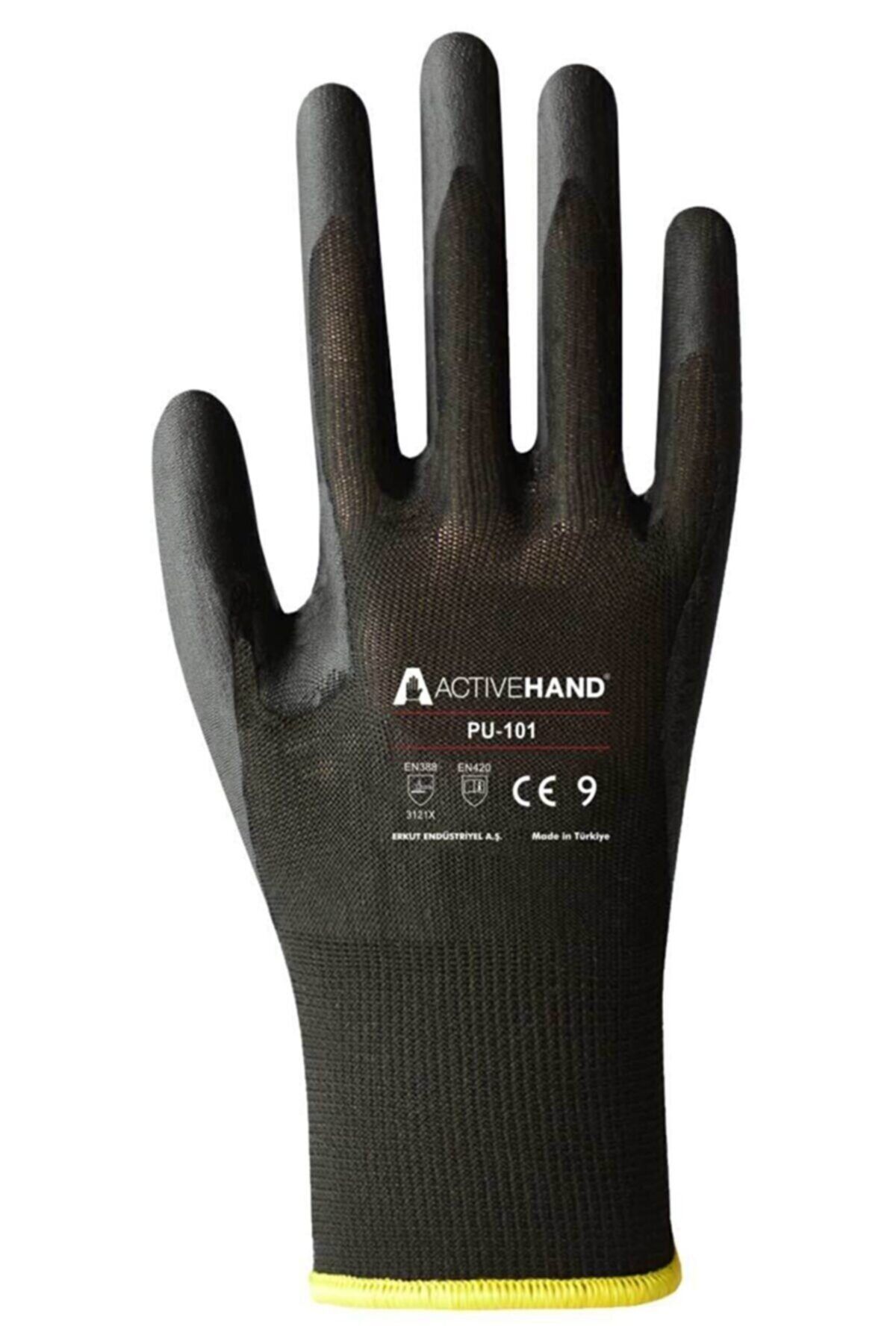 ACTIVEHAND Pu 101 Polyester Eldiven Siyah (10 ÇİFT) No:9