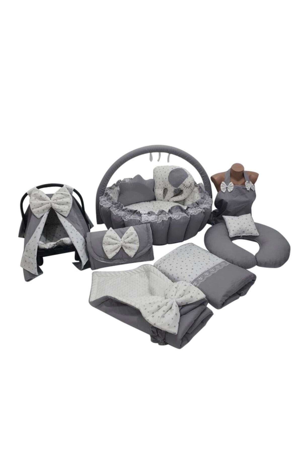 Jaju Baby Gri Tasarım Lüx Oyun Minderi Babynest 13 Parça Set