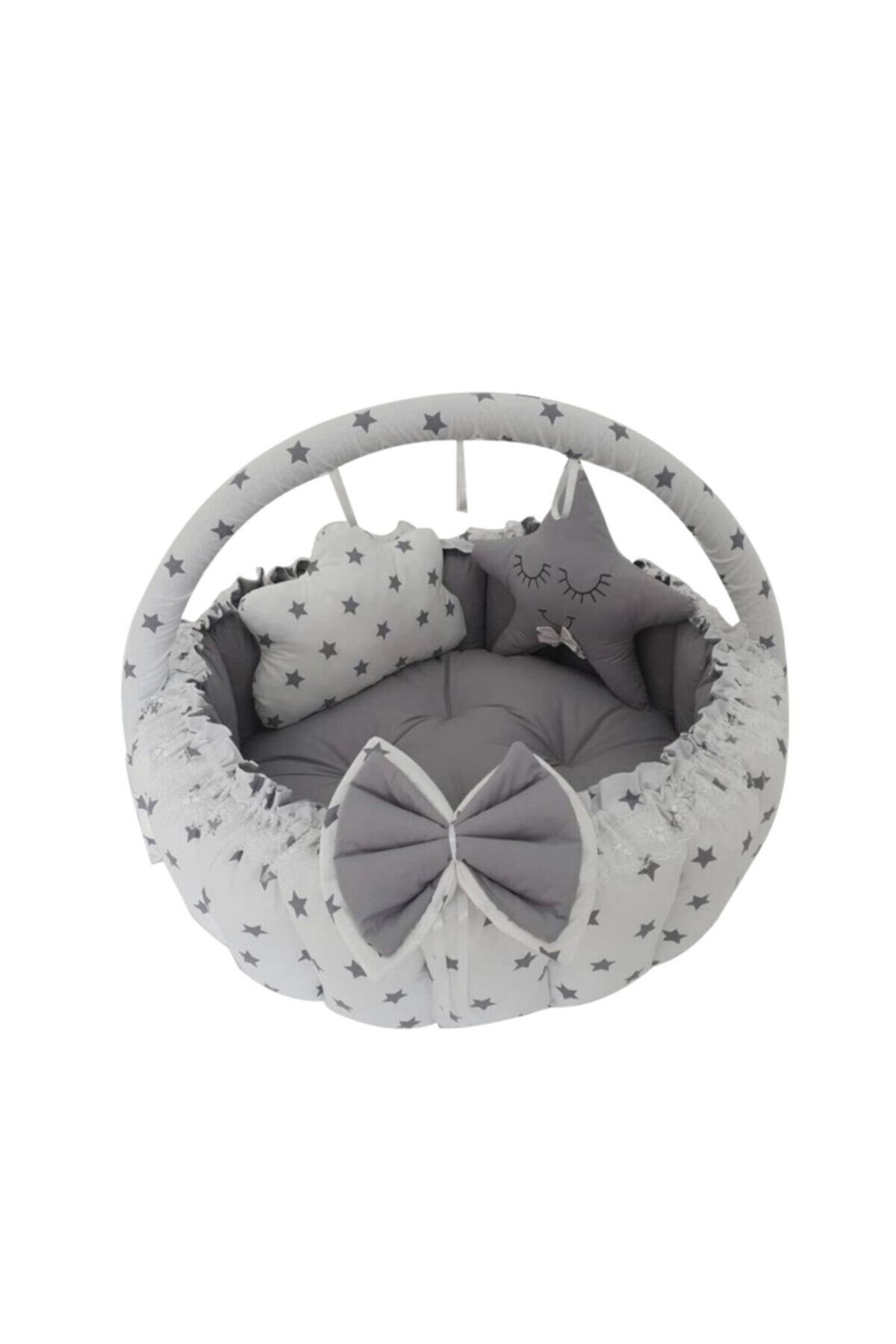 Jaju Baby Gri Tasarım Lüx Oyun Minderi Babynest Oyuncak Aparat Set