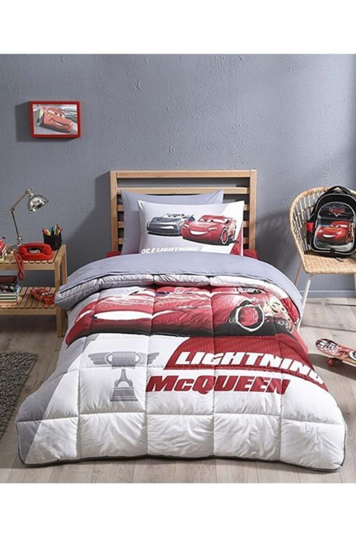 Özdilek Lisanslı Tek Kişilik Uyku Seti Fitted Çarşaf Cars Piston Cup Kırmızı