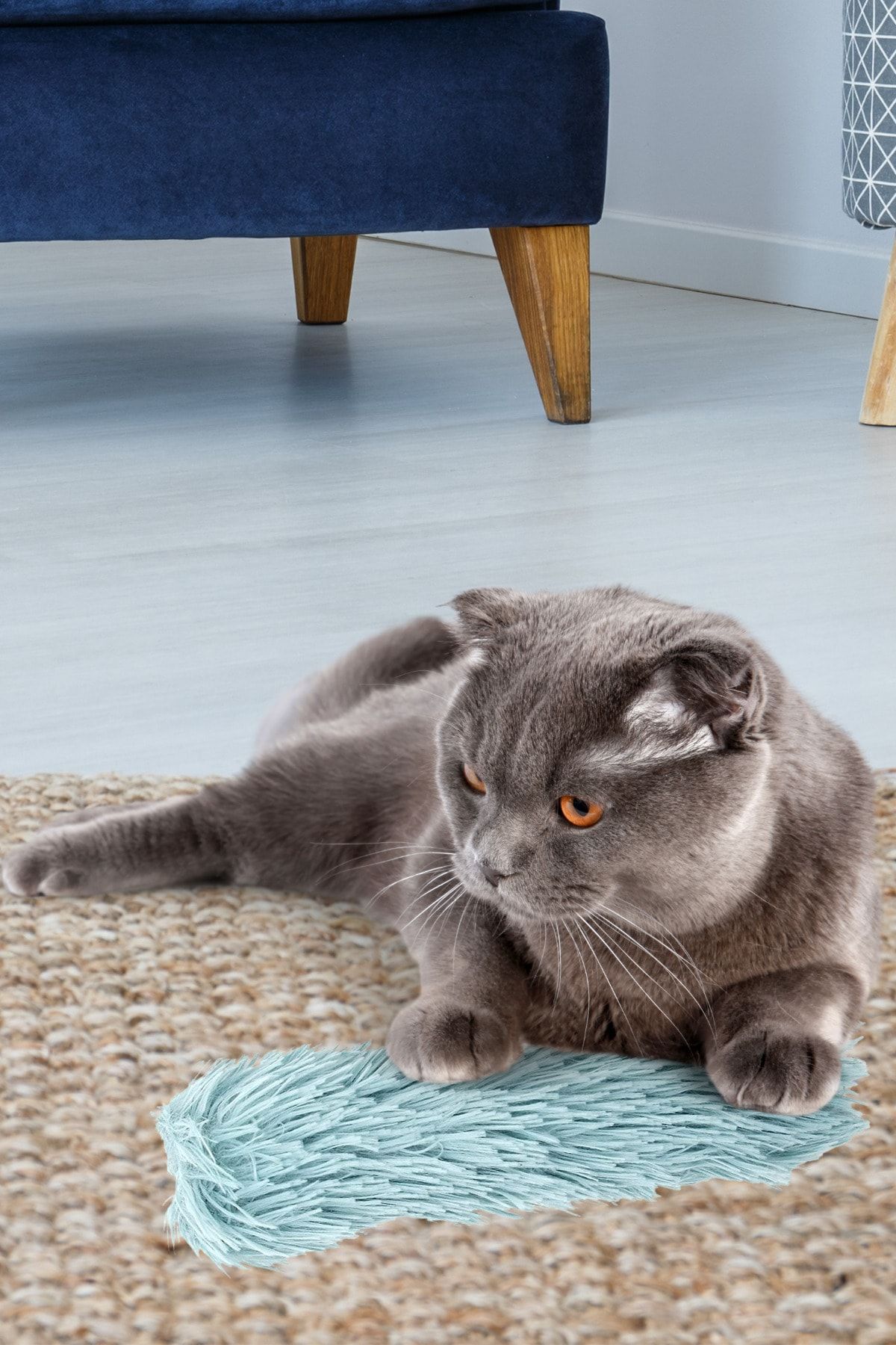 BYPET Uzun Tüylü Süper Soft , Etkileşimli , Kedi Oyuncağı 25 Cm Sesli Çan Zilli