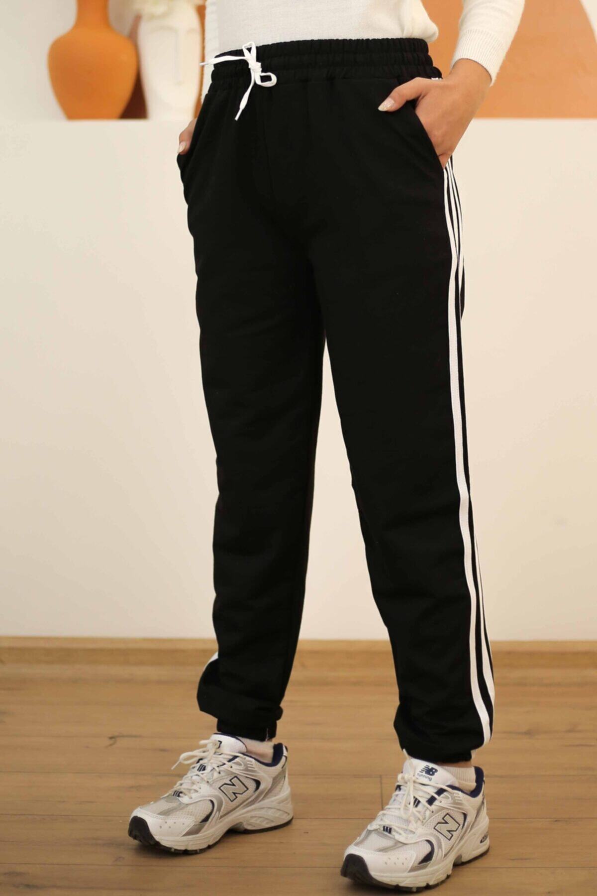 İmajButik Üç Şeritli Eşofman Alt-siyah